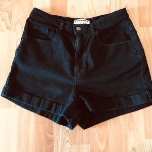 American Apparel Black Jean Mom Shorts